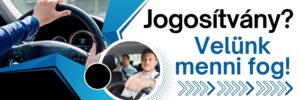 autósiskola kék tábla és molinó modern reklám megoldás