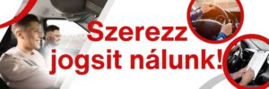 autósiskola piros tábla és molinó figyelemfelkeltő reklám