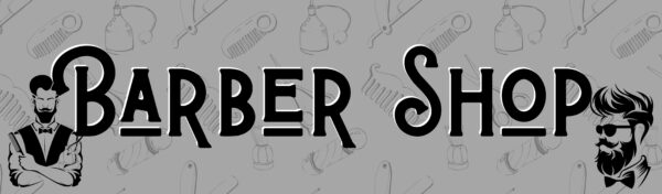 Barber shop szürke molinó kültéri használatra, PVC ponyvából