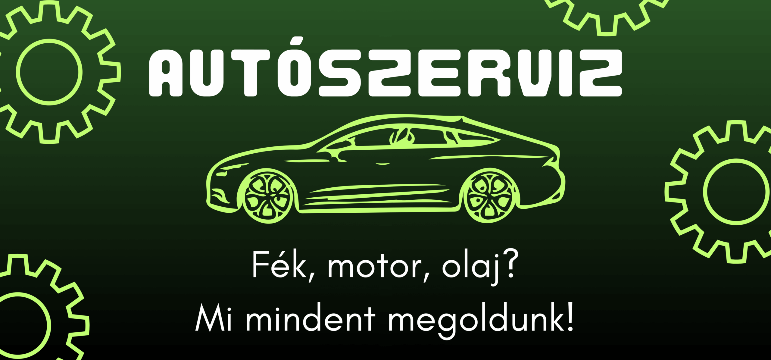 Autószerviz tábla, professzionális kivitelezésű, gyors szerviz, fék, motor és olaj javítás – ideális reklám autószervizeknek