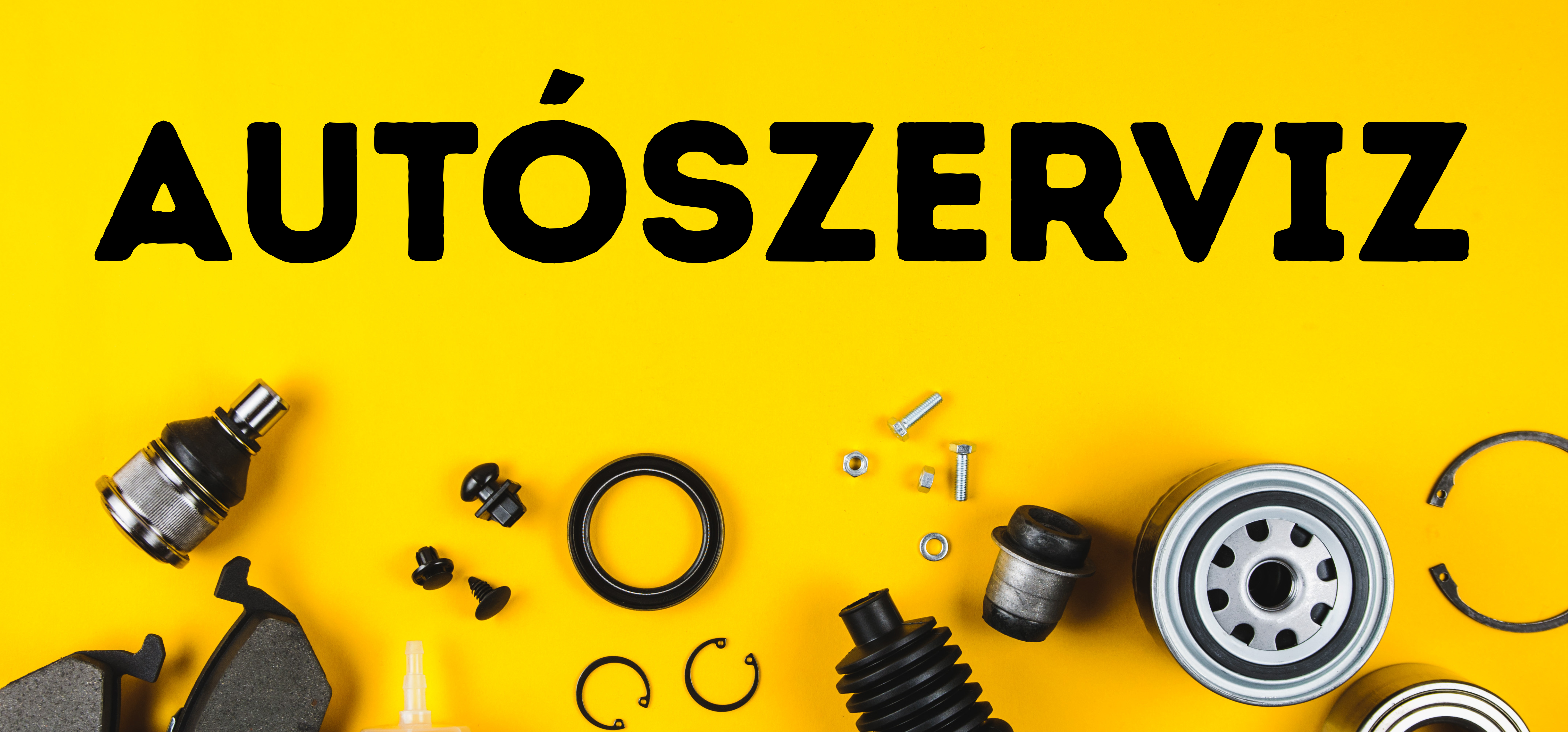 Sárga Autószerviz feliratú molinó, professzionális kivitelezés, ideális reklámeszköz műhelyeknek és szervizeknek