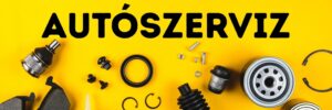 autószerviz sárga tábla és molinó figyelemfelkeltő reklám