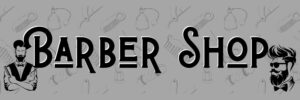 barber shop szürke tábla és molinó minimalista elegáns megjelenés