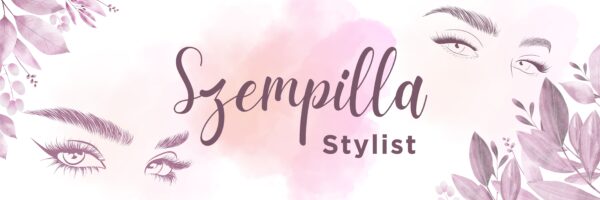 Lila szempilla szalon tábla figyelemfelkeltő, nőies megjelenéssel