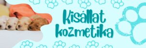 Kék kisállat kozmetika cégtábla friss, modern dizájnnal