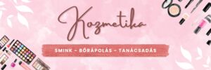 Rózsaszín kozmetika cégtábla nőies, barátságos arculattal