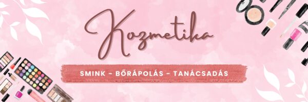 Rózsaszín kozmetika cégtábla nőies, barátságos arculattal