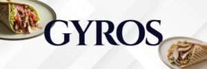 Modern stílusú gyros grafika lendületes elrendezéssel, erős tipográfiával és friss utcai megjelenéssel